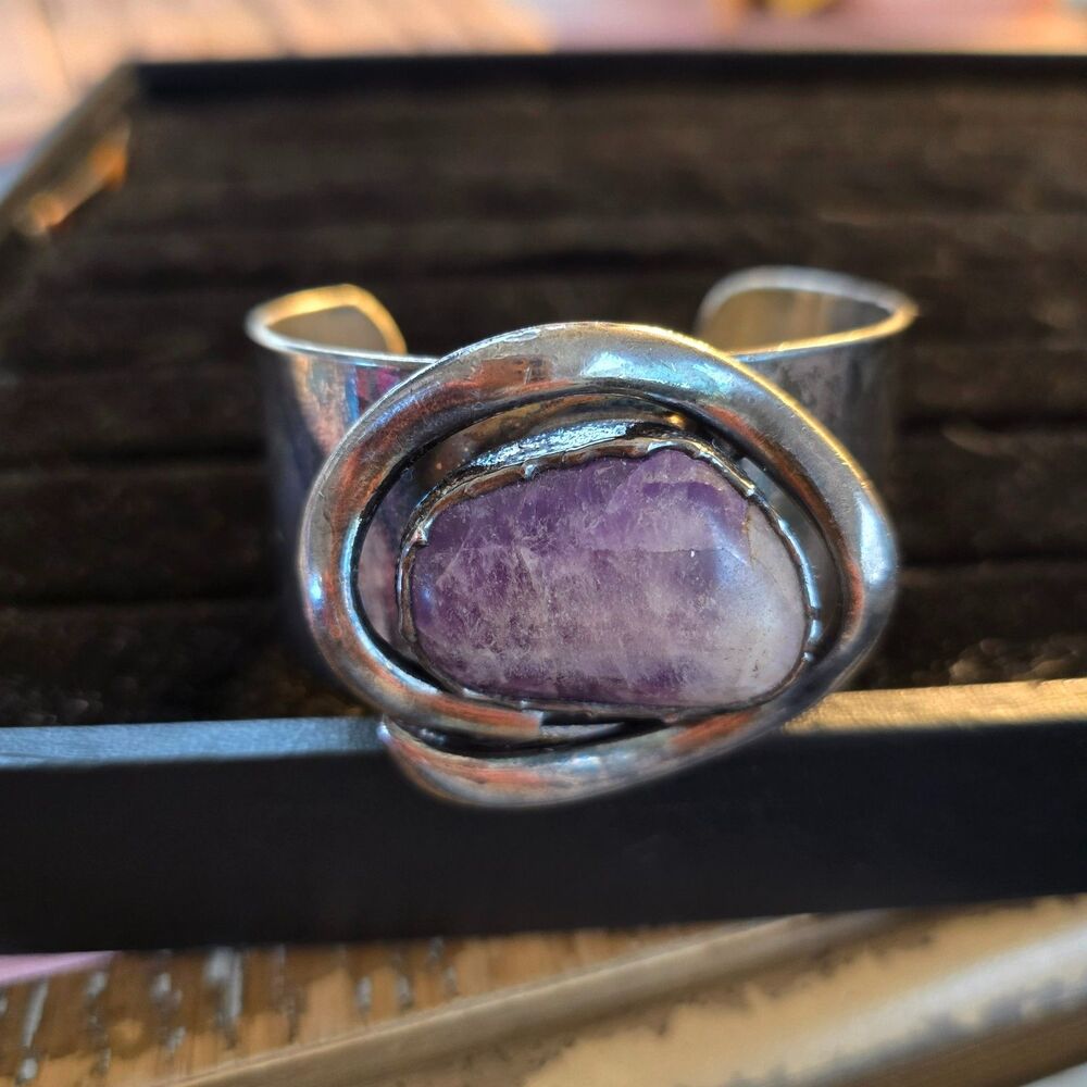 Modernist Amethyst Cuff Bracelet by Danish Design Walter Arnesen